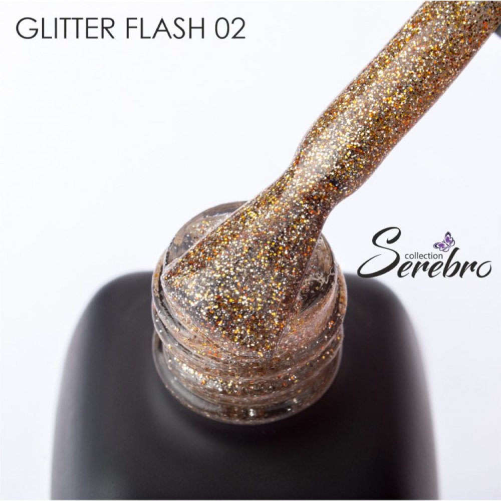 Serebro, Гель-лак светоотражающий Glitter flash №02,11мл - 523898 - скидки в DIAMANT, дешевле только даром