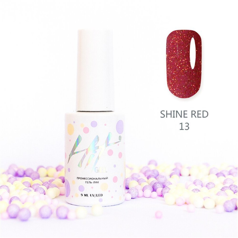 Hit gel, Гель-лак Shine Red, 9мл,№13 - 521382 - скидки в DIAMANT, дешевле только даром