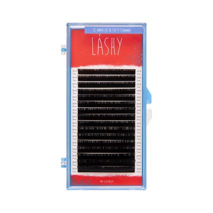 Lovely, Ресницы LASHY чёрные,16линий, изгиб С, MIX (С 0.10 7-12мм) - 824714