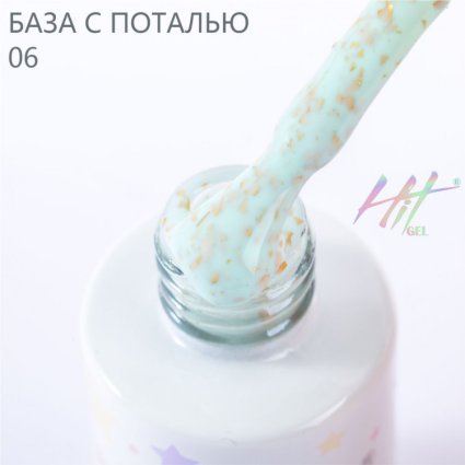 Hit gel, Каучуковая база с золотой поталью №06, 9мл - 702338