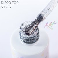 Hit gel, Топовое покрытие без липкого слоя Disco top silver, 9мл - 529708