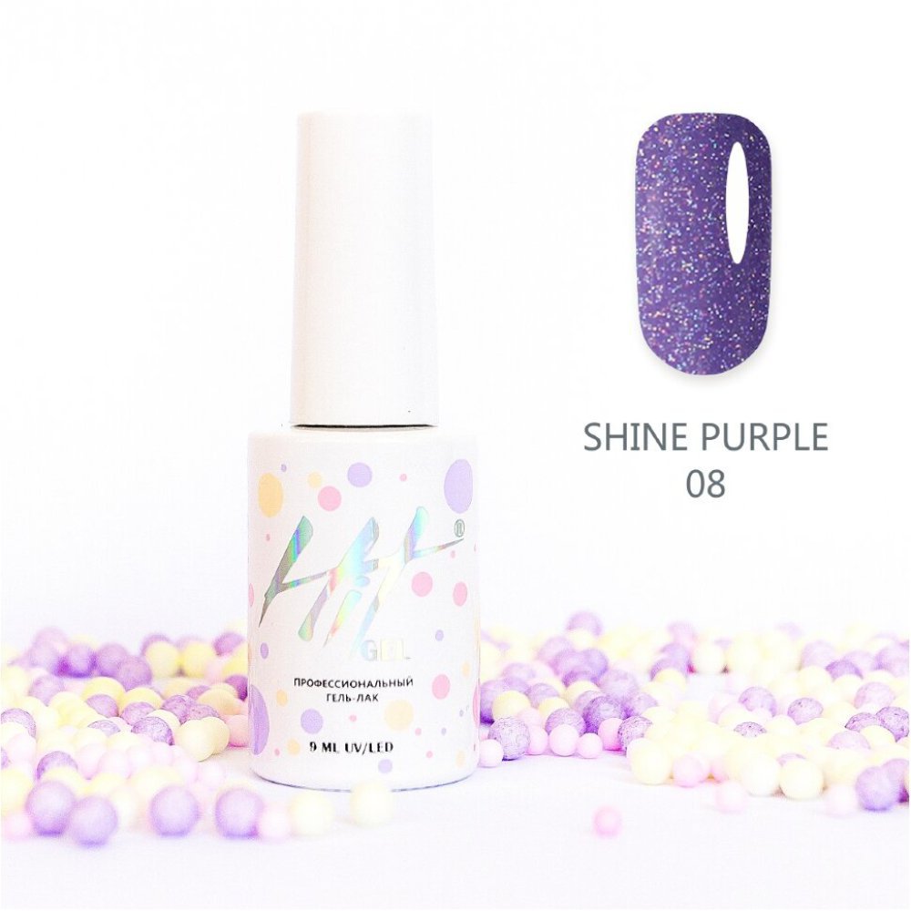 Hit gel, Гель-лак Shine Purple, 9мл,№08 - 521276 - скидки в DIAMANT, дешевле только даром